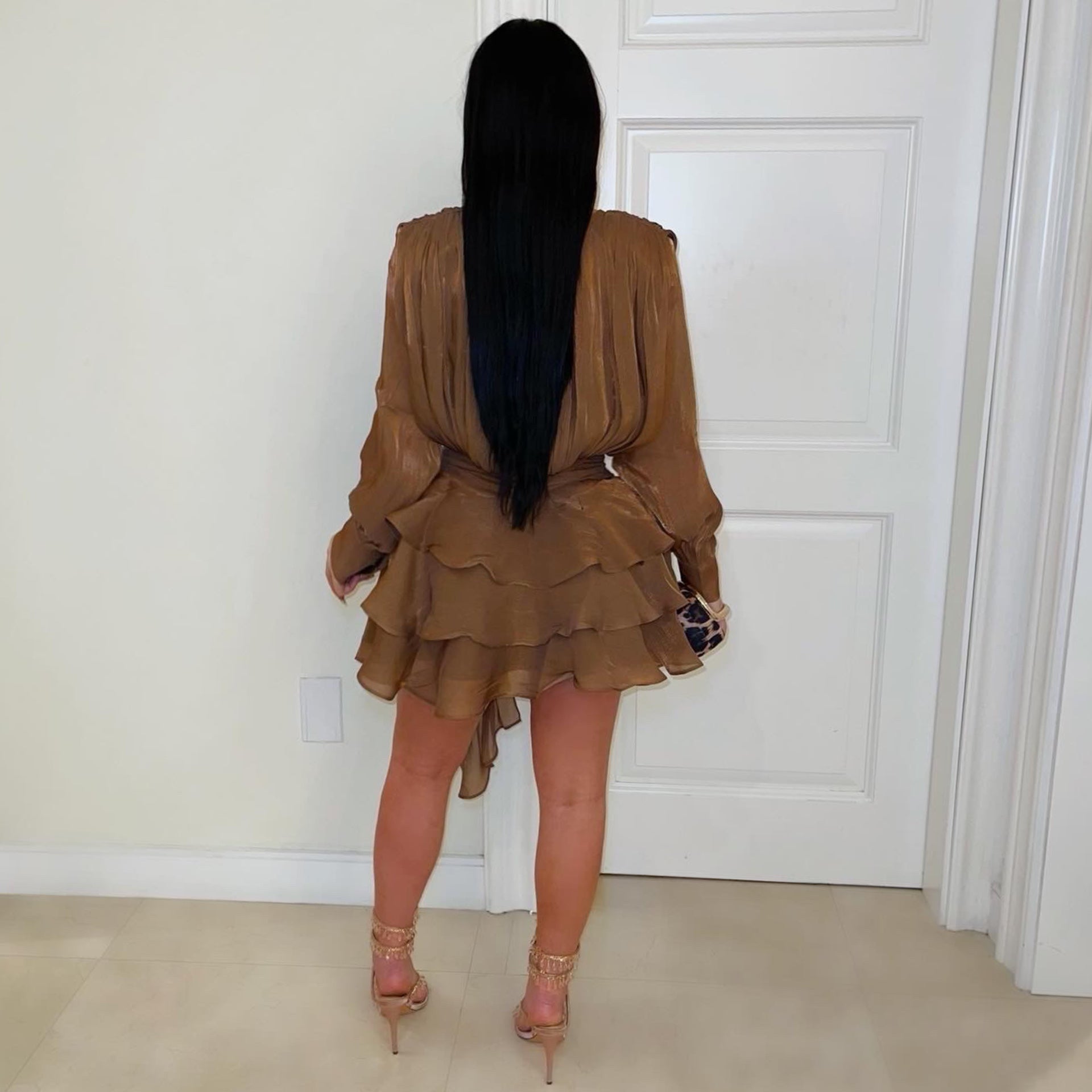 Linette ruffle skirt set (Brown)