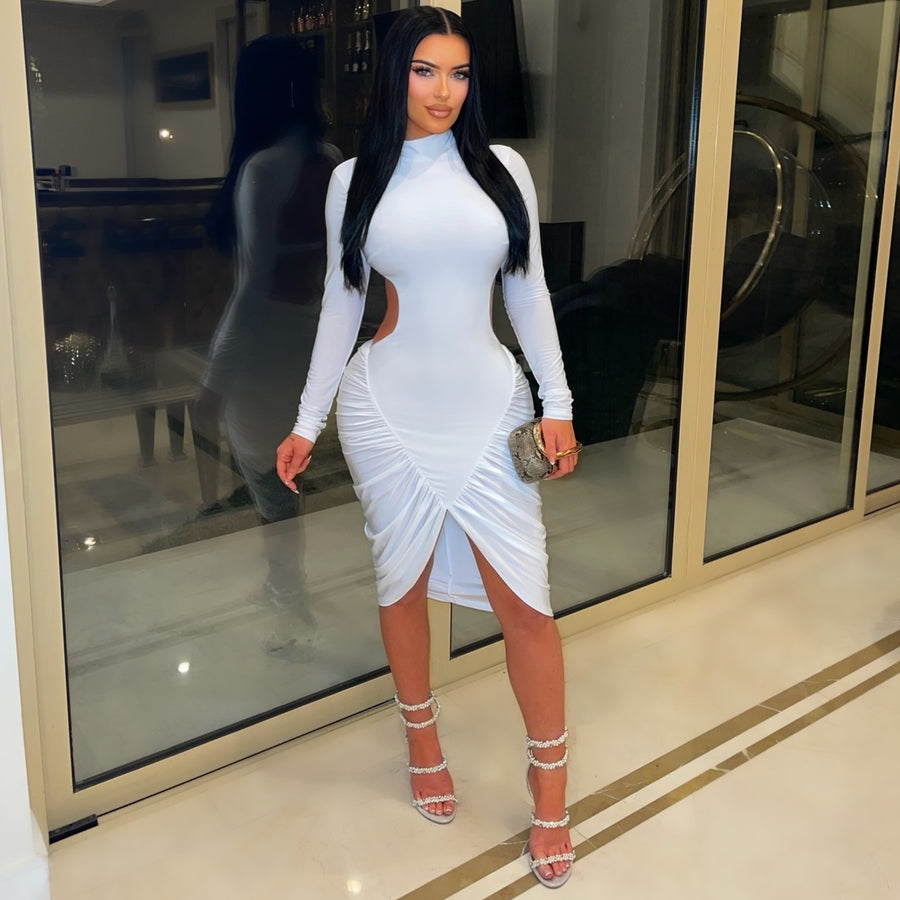 Lure ruched dress (White)