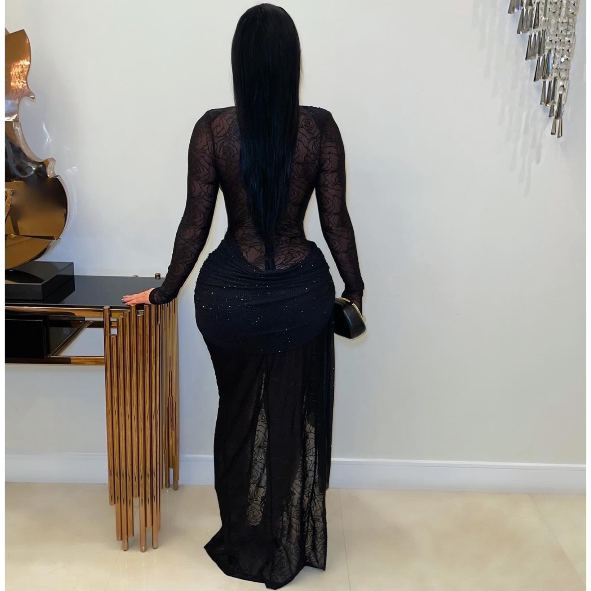 Posh elegance crystal dress (Black/gold)