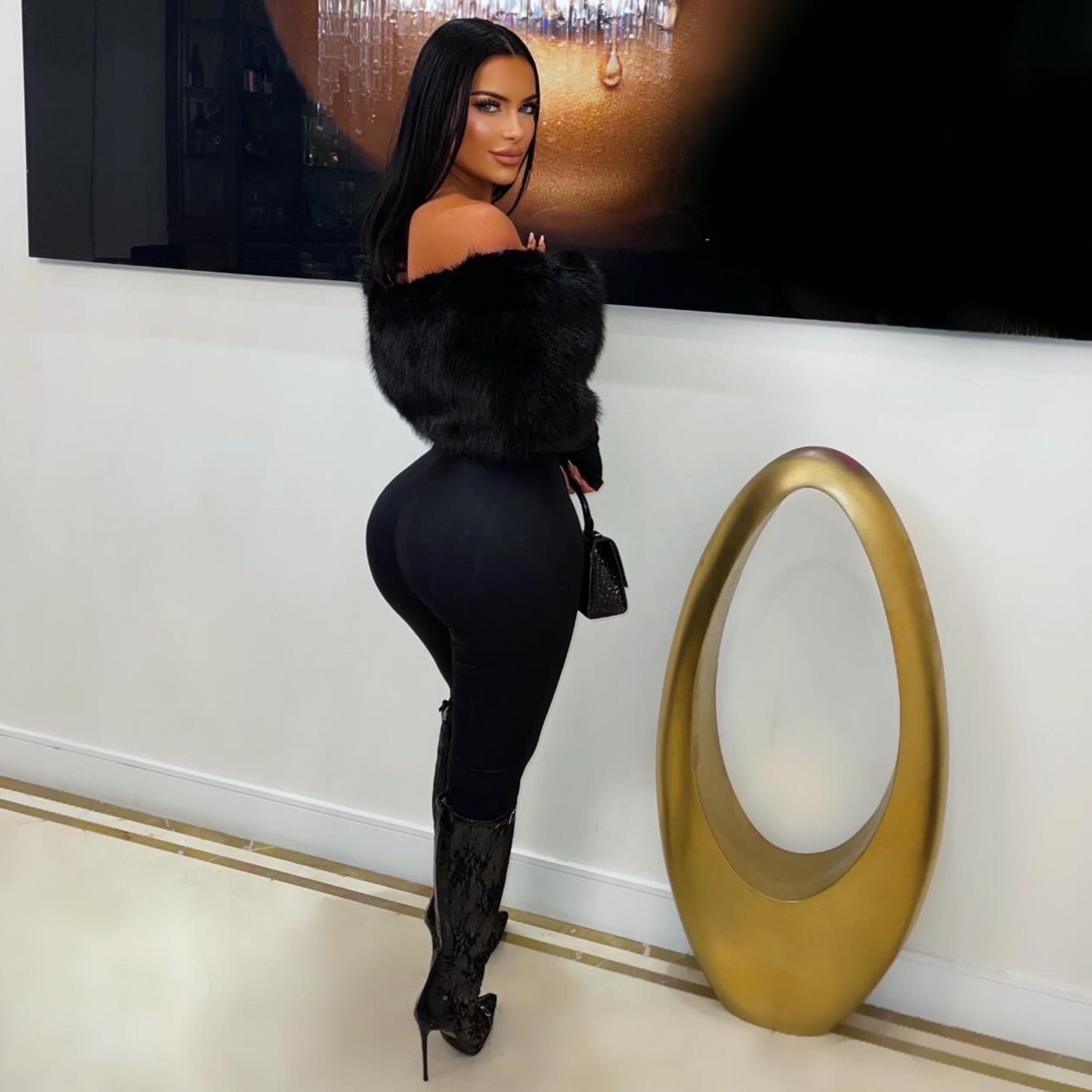 Brea fur jumpsuit (Black)