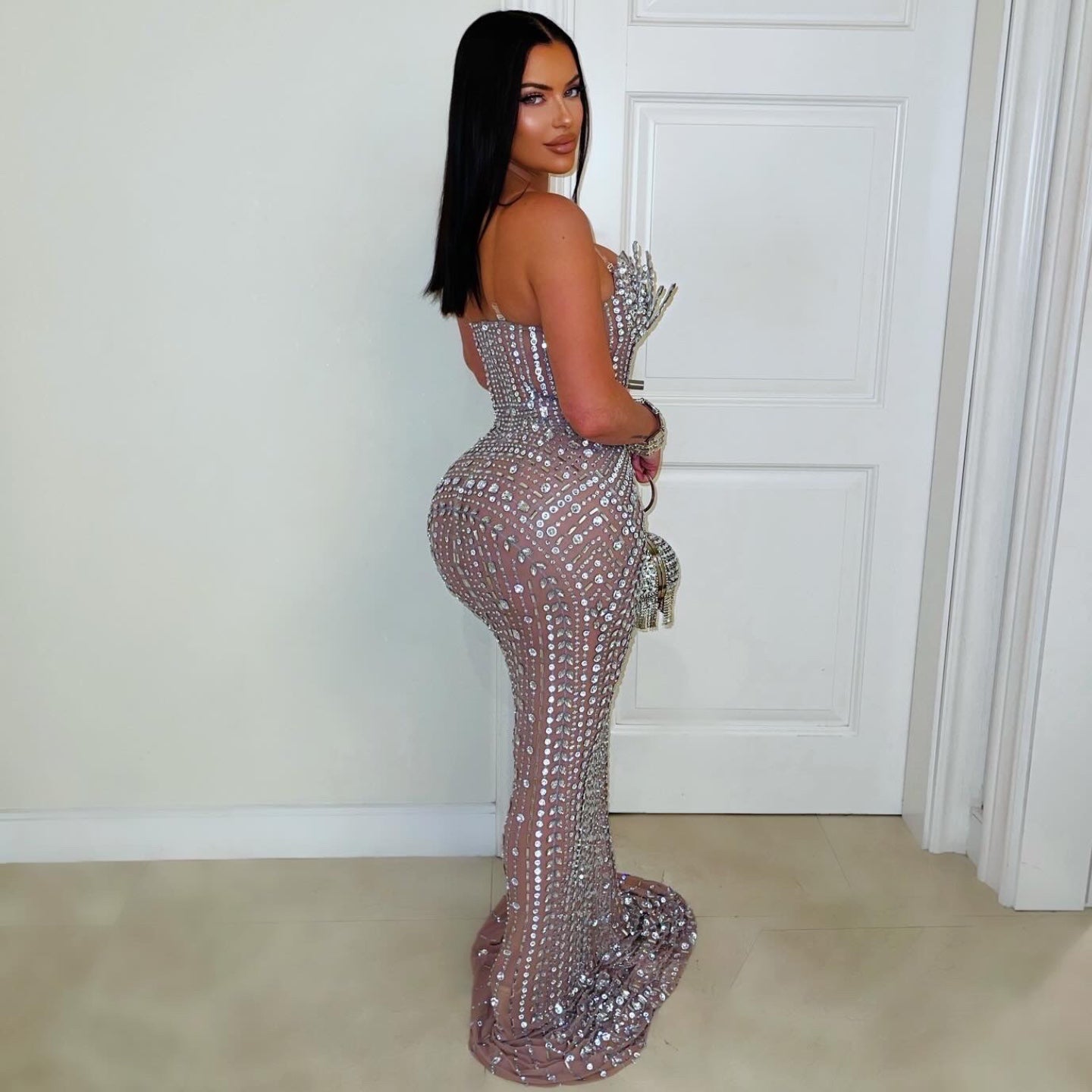 Queen Crystal Gown (Nude/Silver)