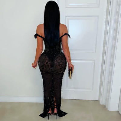 Delina crystal glam dress (Black)