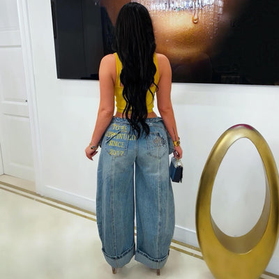 TBC double waist jeans (Blue/yellow)