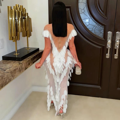 White swan glam dress (Nude/white)