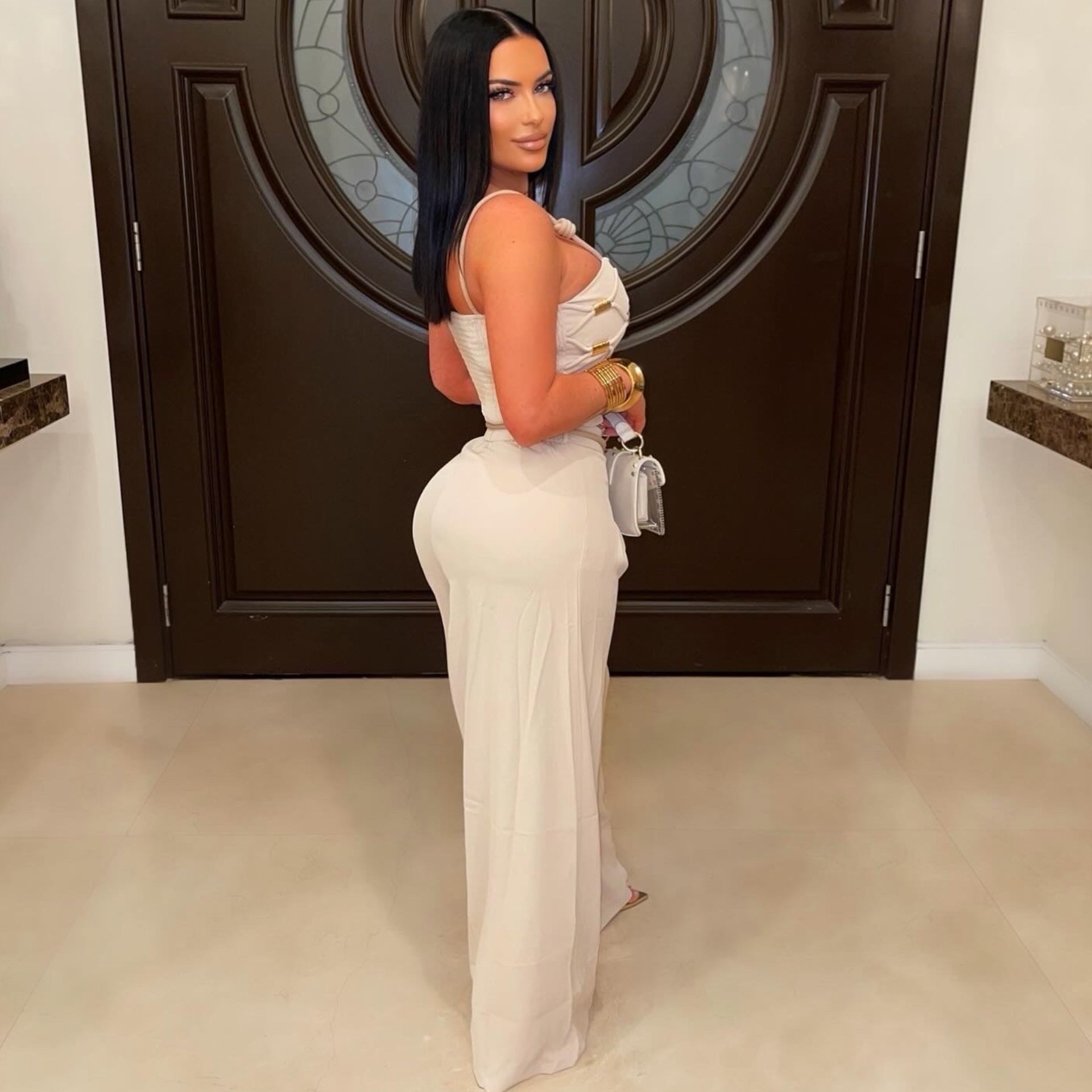 Ibiza palazzo pants set (Beige/gold)