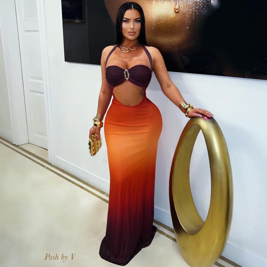 Solara maxi dress (Orange ombré)