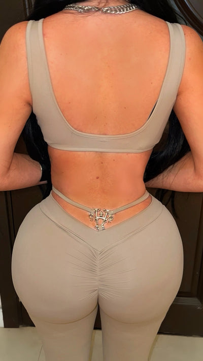 Posh bodysuit leggings set (Nude/silver)
