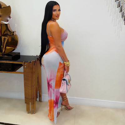 Maya cut out maxi dress (Pink multi)