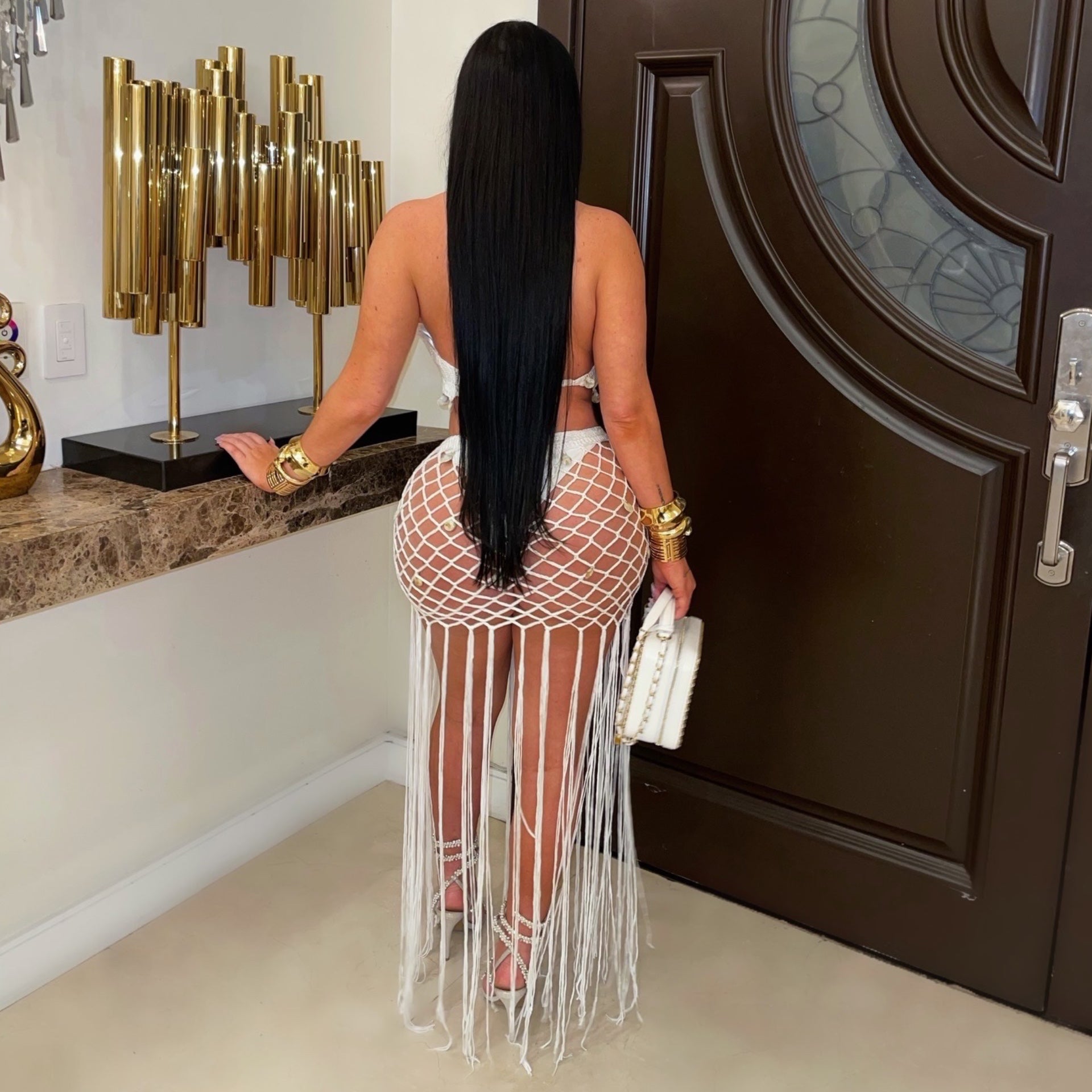 Sea shell crochet skirt set (White)