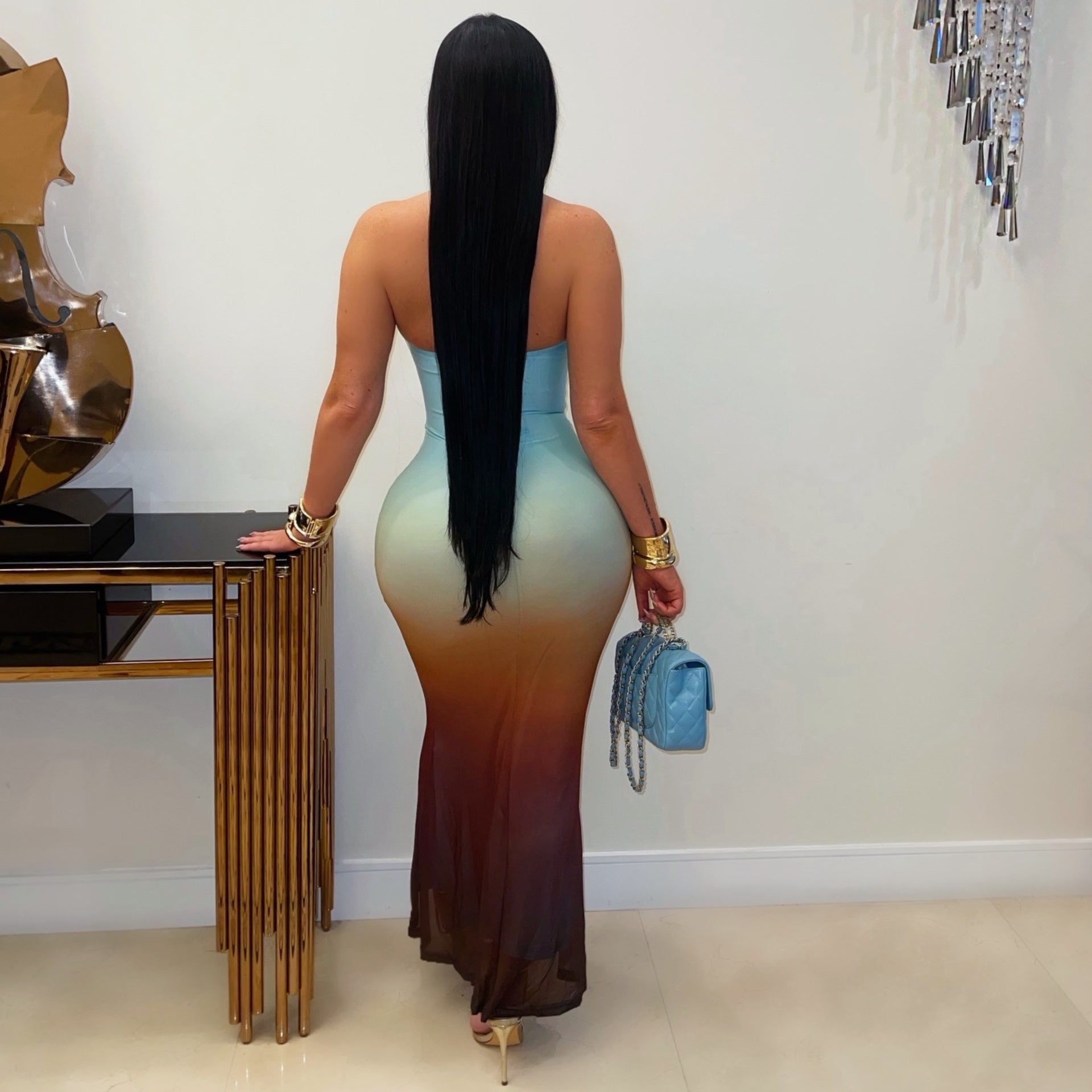 Ciara ombré maxi dress (Blue multi)