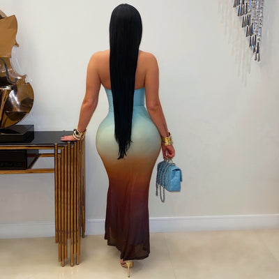 Ciara ombré maxi dress (Blue multi)