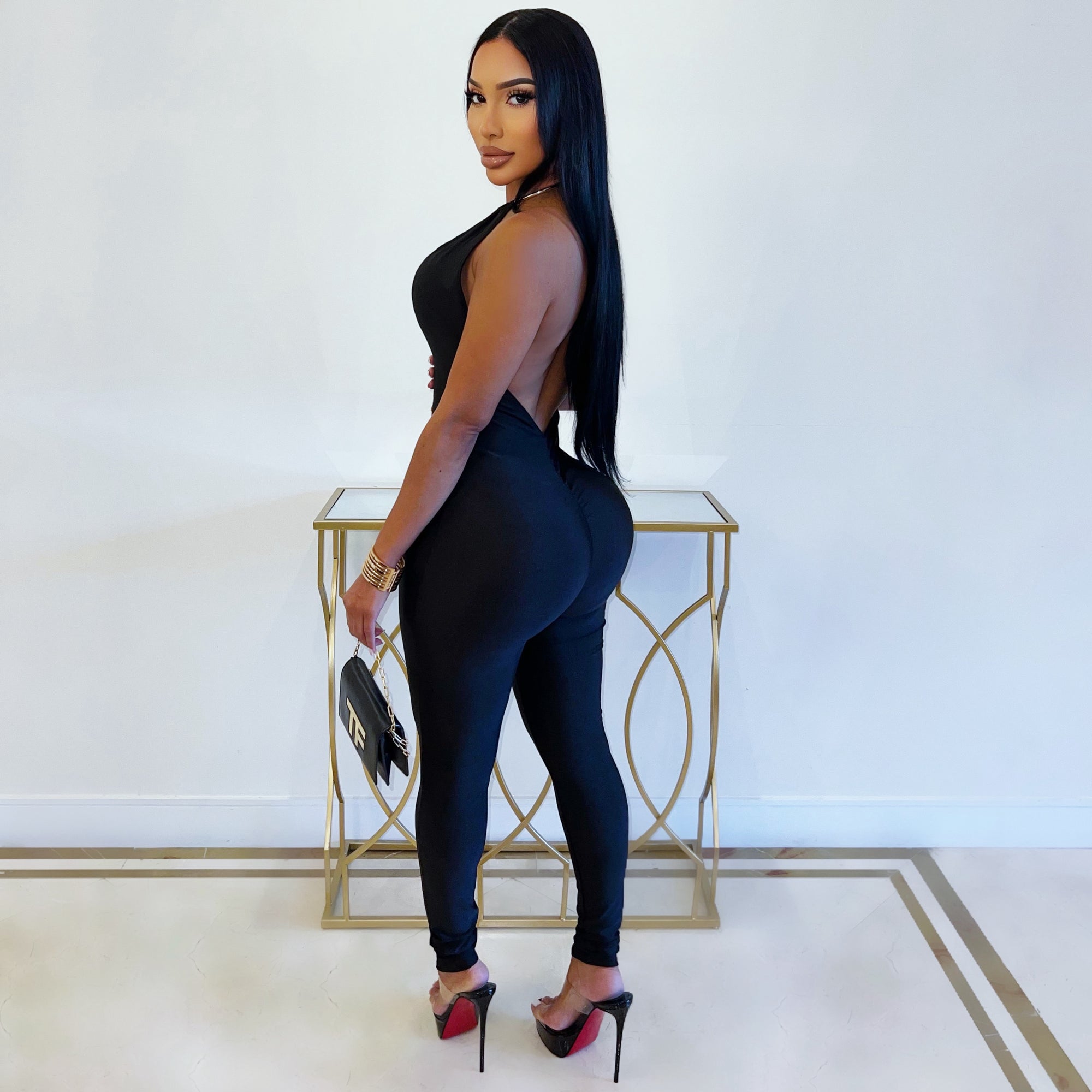 Vinea chain jumpsuit (Black/gold)