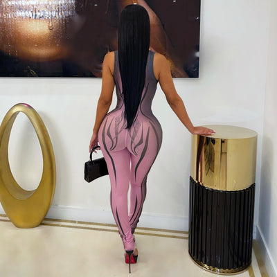 Posh shadow jumpsuit (Pink/black)