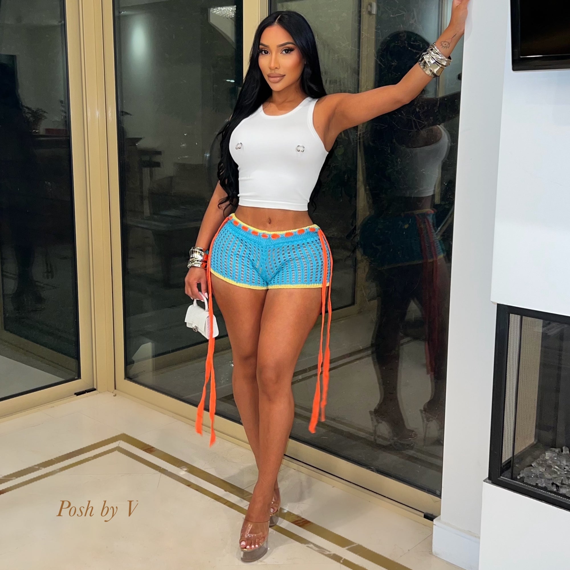 Koko crochet shorts (Blue multi)
