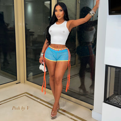 Koko crochet shorts (Blue multi)