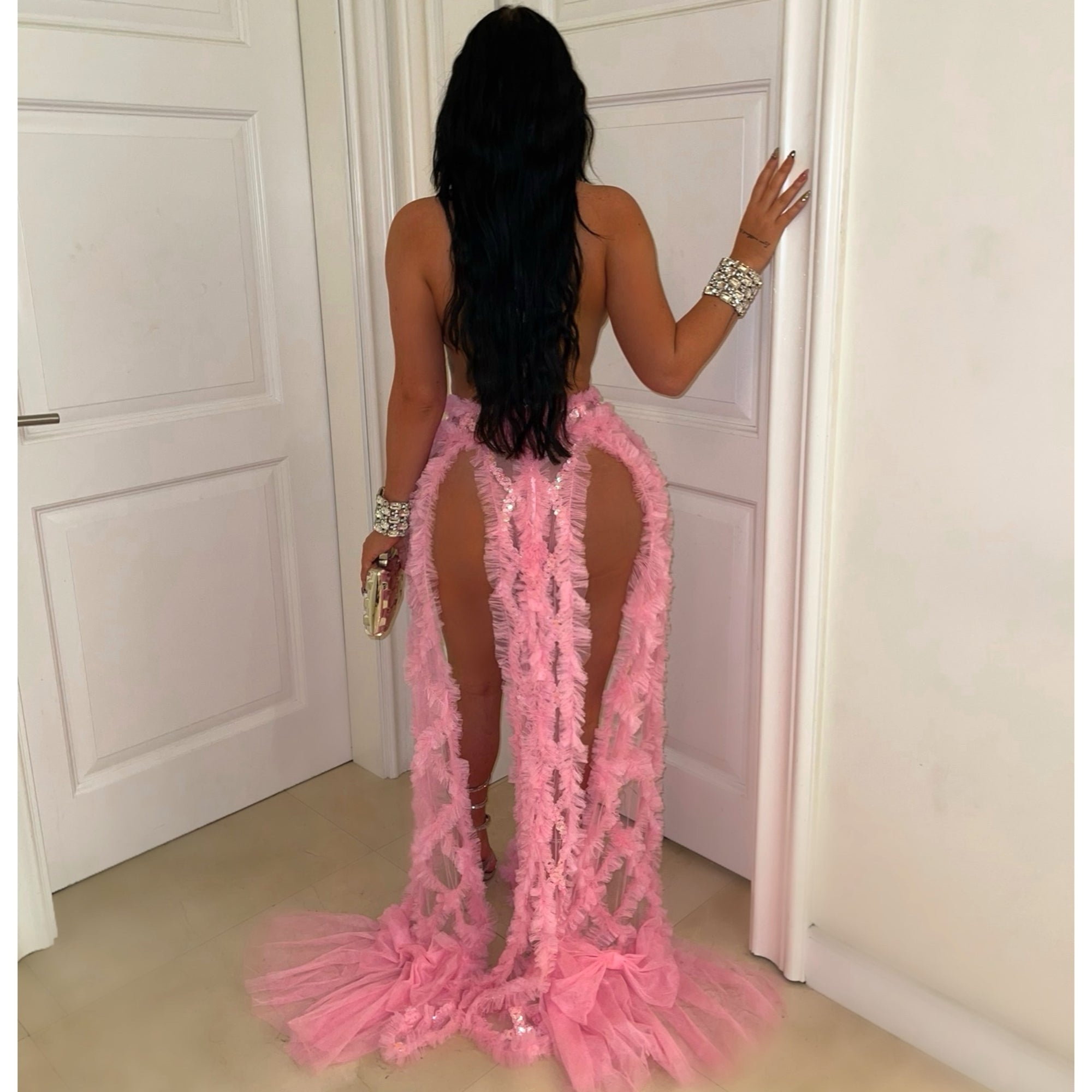 Trisse ruffle dress (Pink)