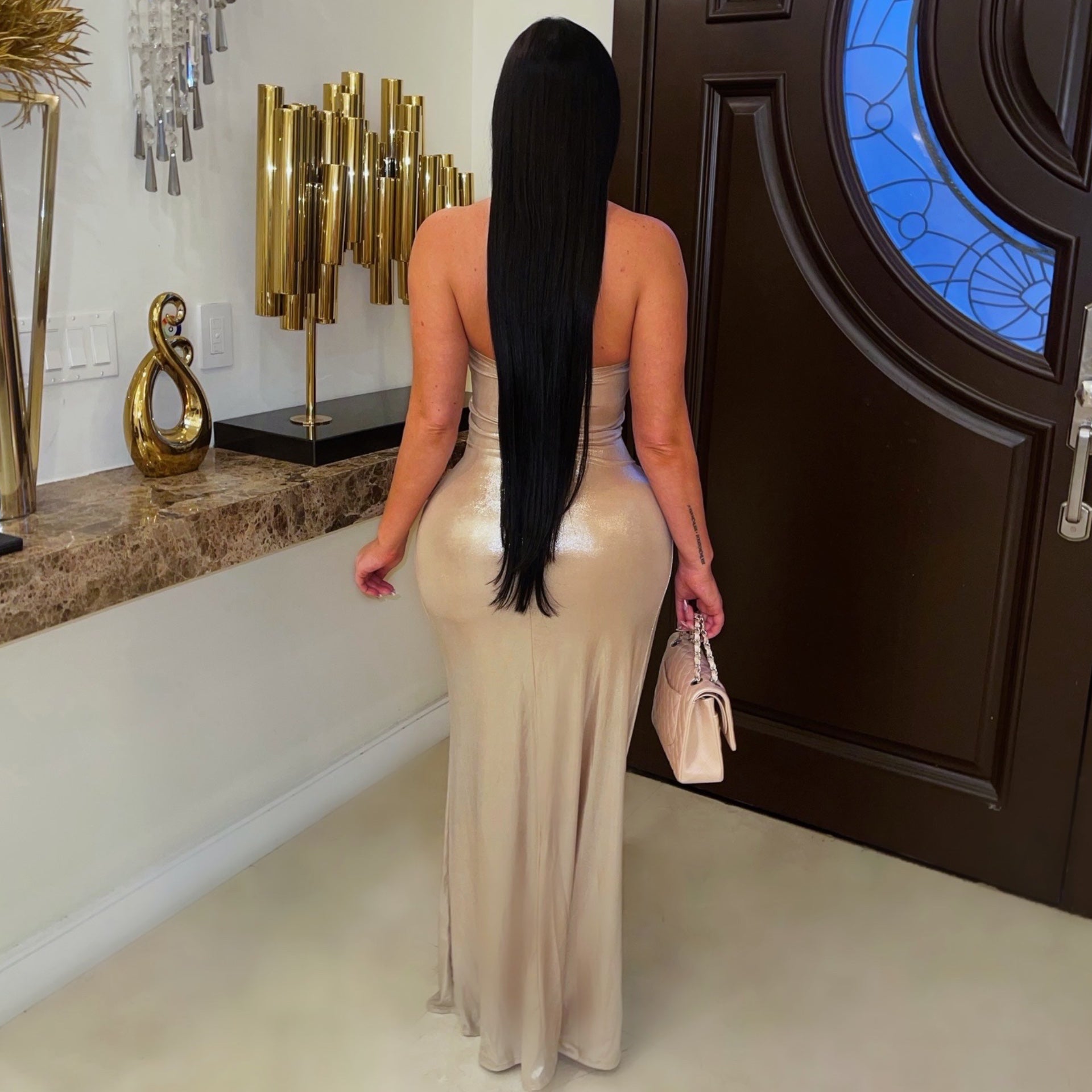 Esau metallic maxi dress (Champagne)