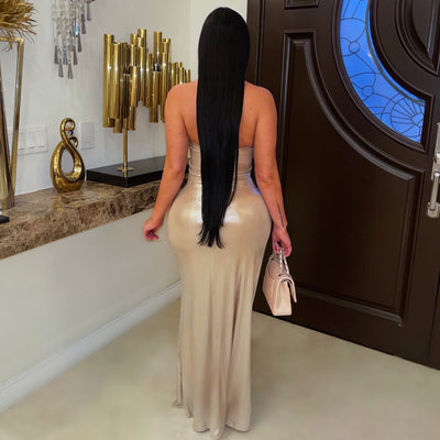 Esau metallic maxi dress (Champagne)