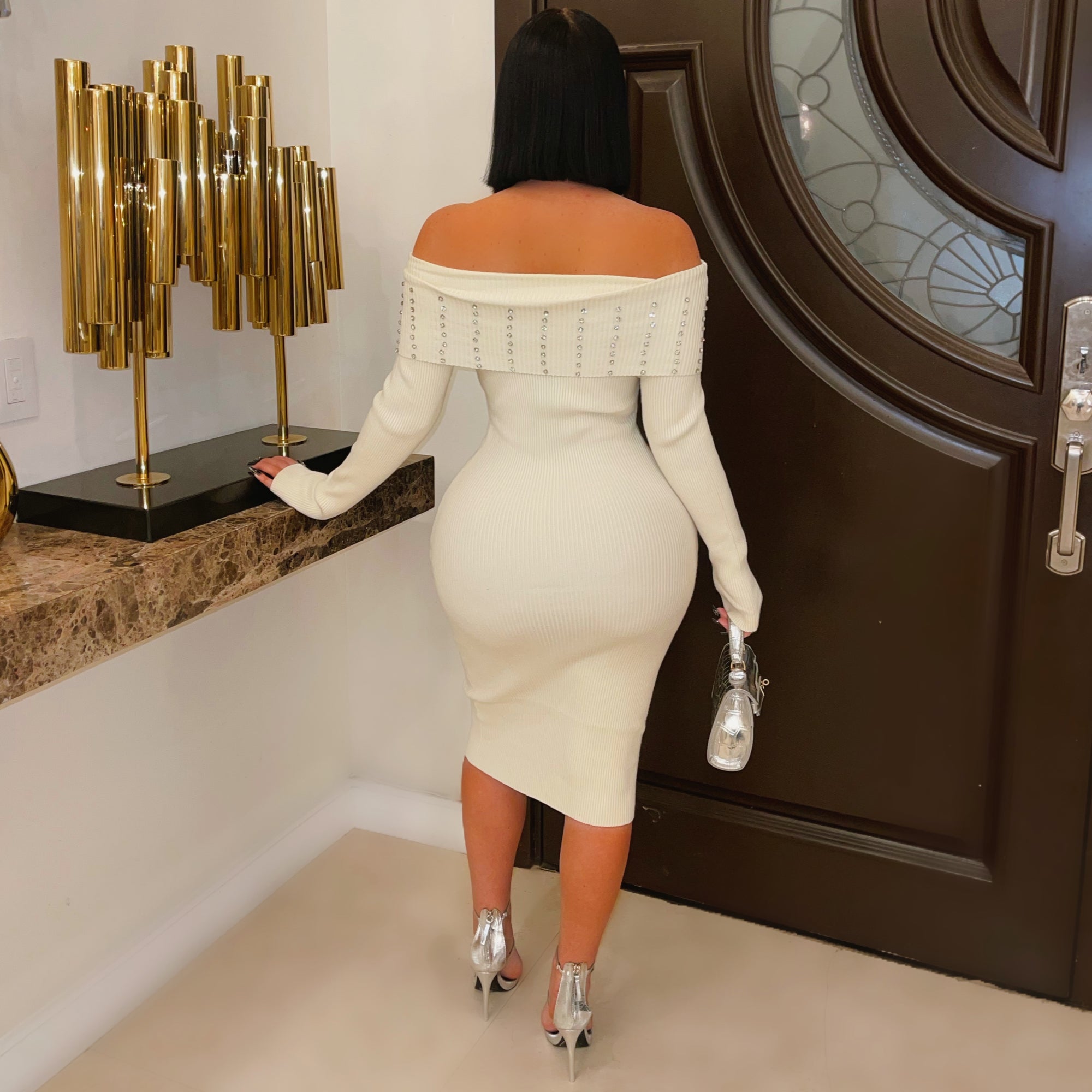 Maira crystal midi dress (Black)