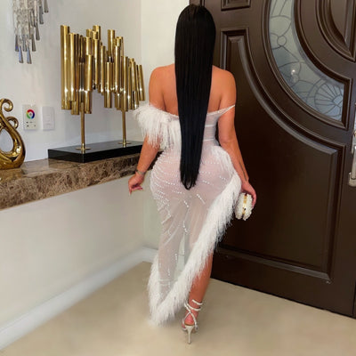 Fairy pearl glam corset dress (White)