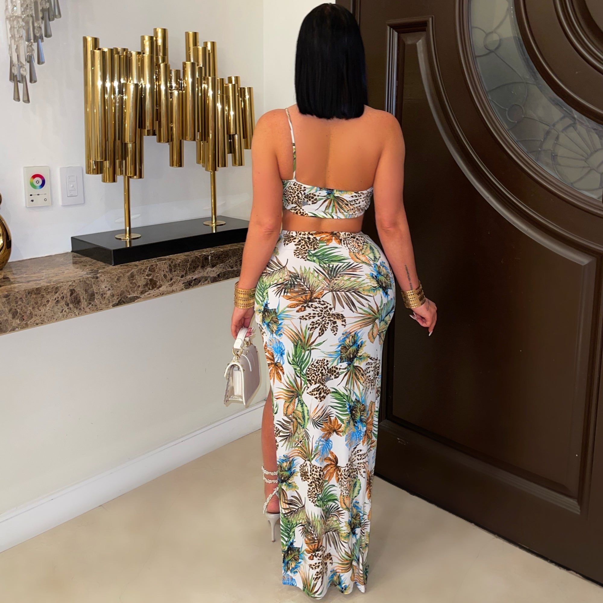 Palms resort skirt set (White multi)