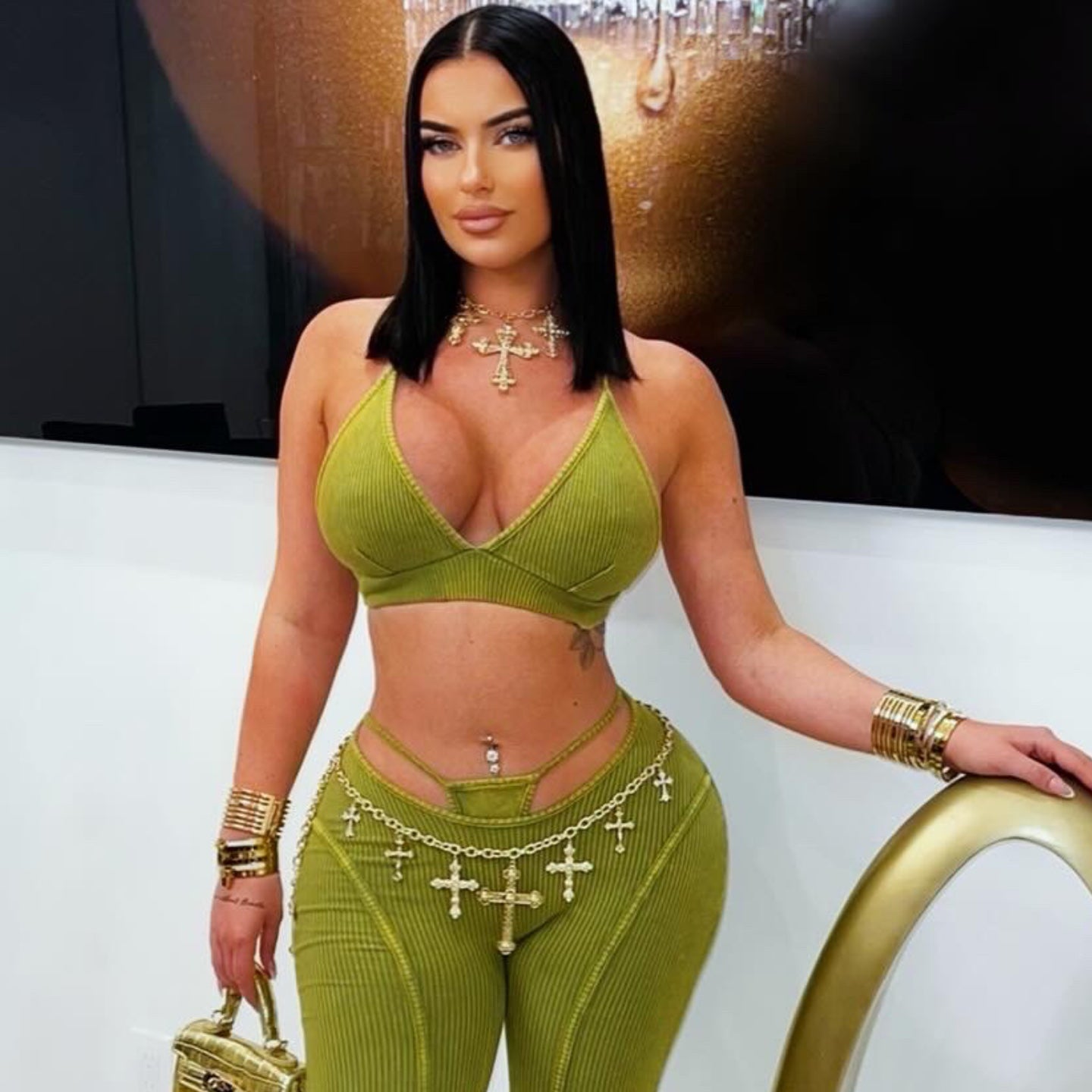 Connie rib leggings set (Green)