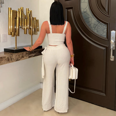 Liv linen pants set (Ivory)