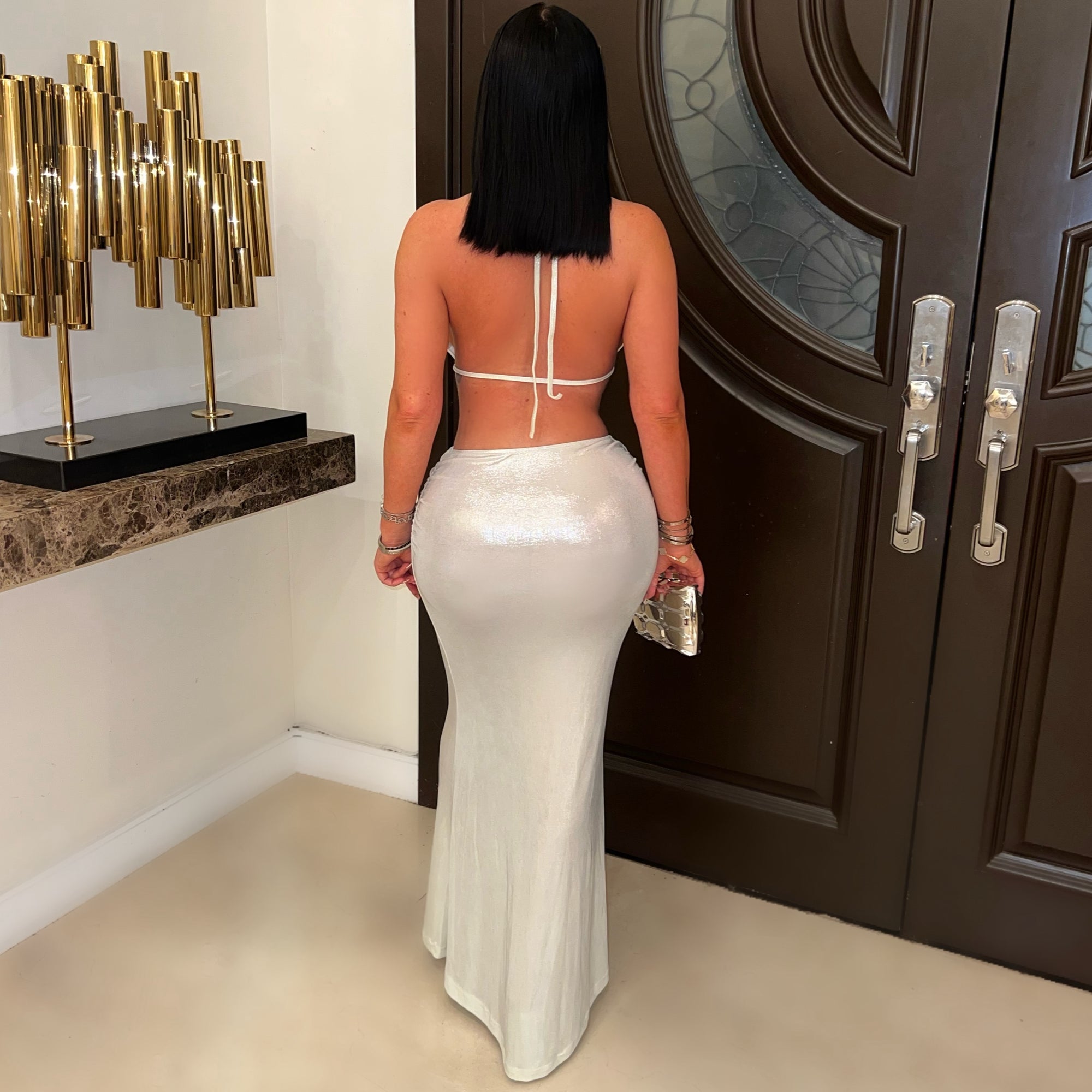 Aria glam skirt set (Ivory)