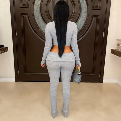 Nelle rib pants set (Black)