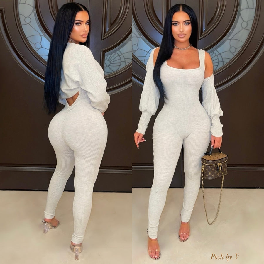 Carmi jumpsuit set (Oatmeal)