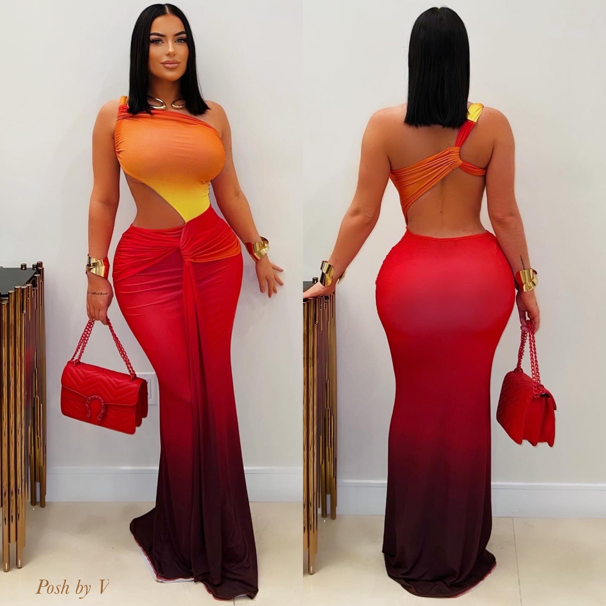 Lamera maxi dress (Orange ombre)