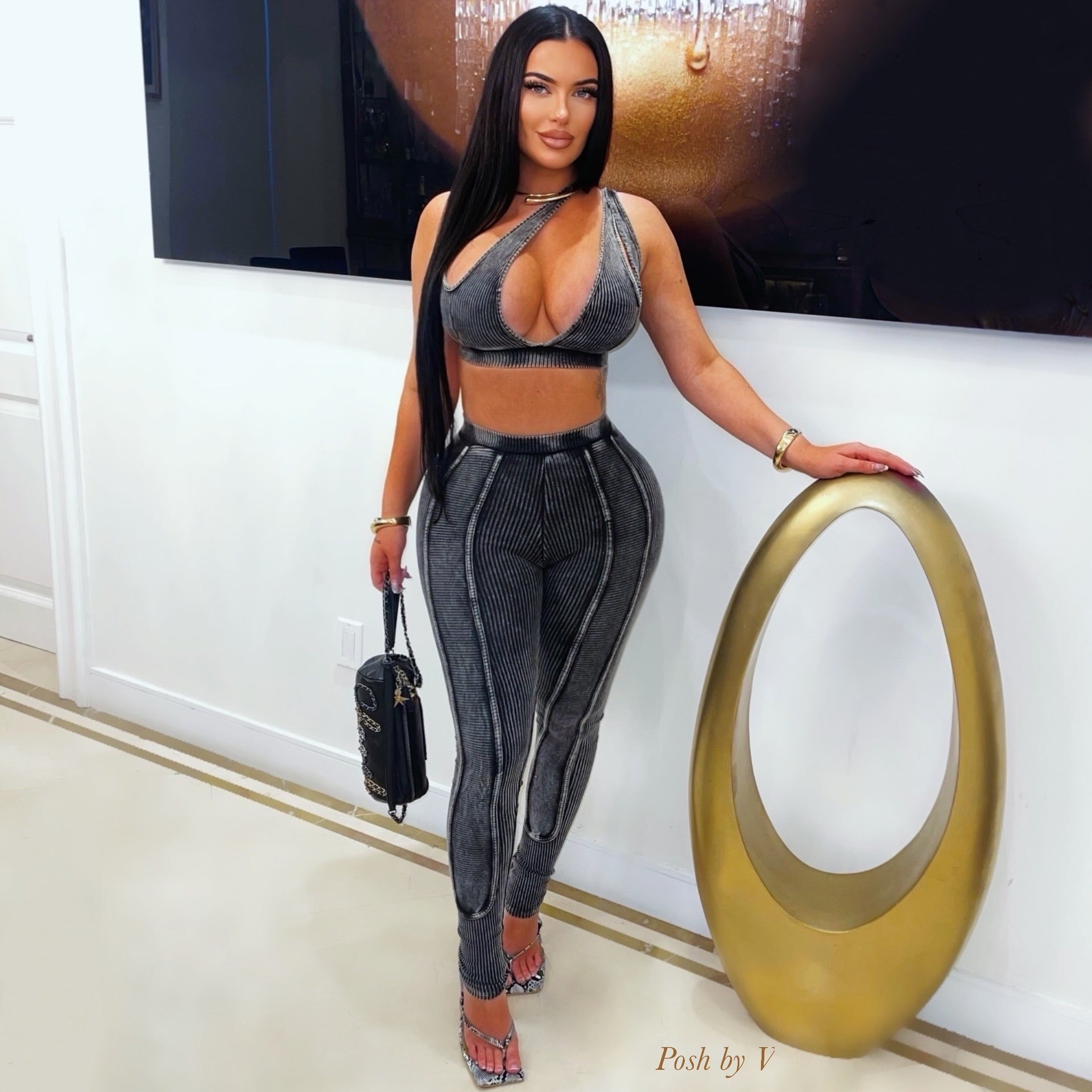 Esta rib leggings set (Black)