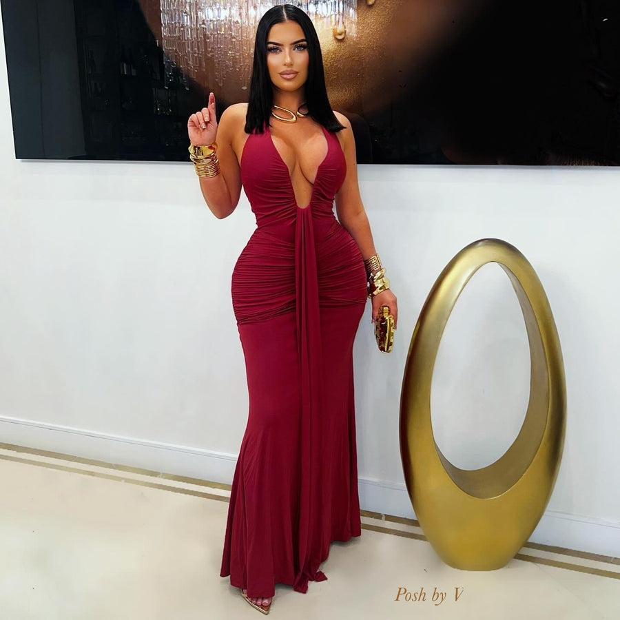 Imani ruched maxi (Wine)