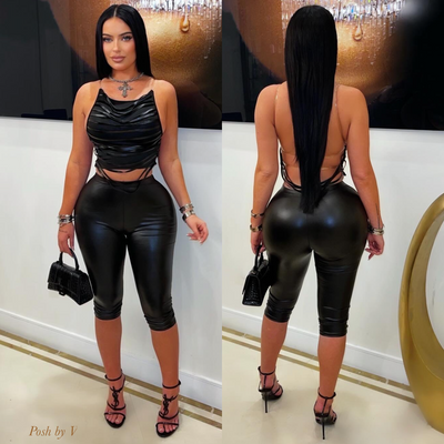 Azura leather leggings set (Black)