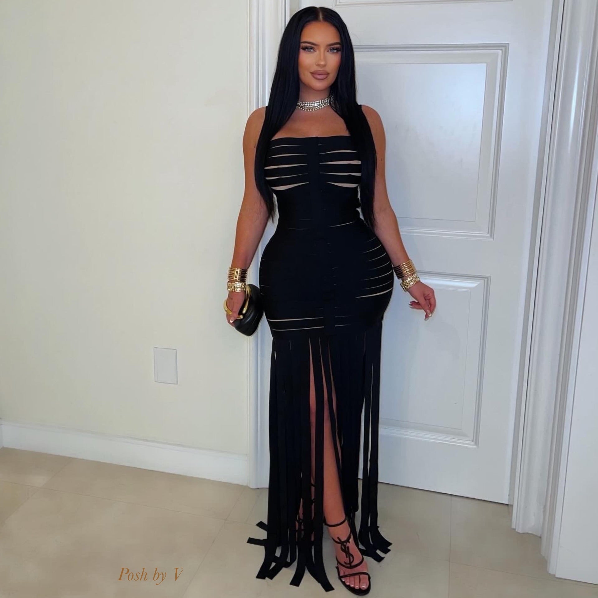 Emily slit bandage dress (Black)