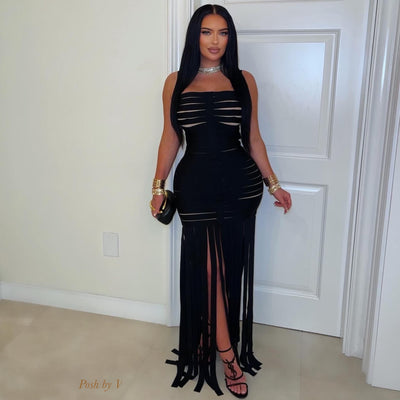 Emily slit bandage dress (Black)