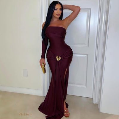 Gorgeous glam dress (Wine/gold)