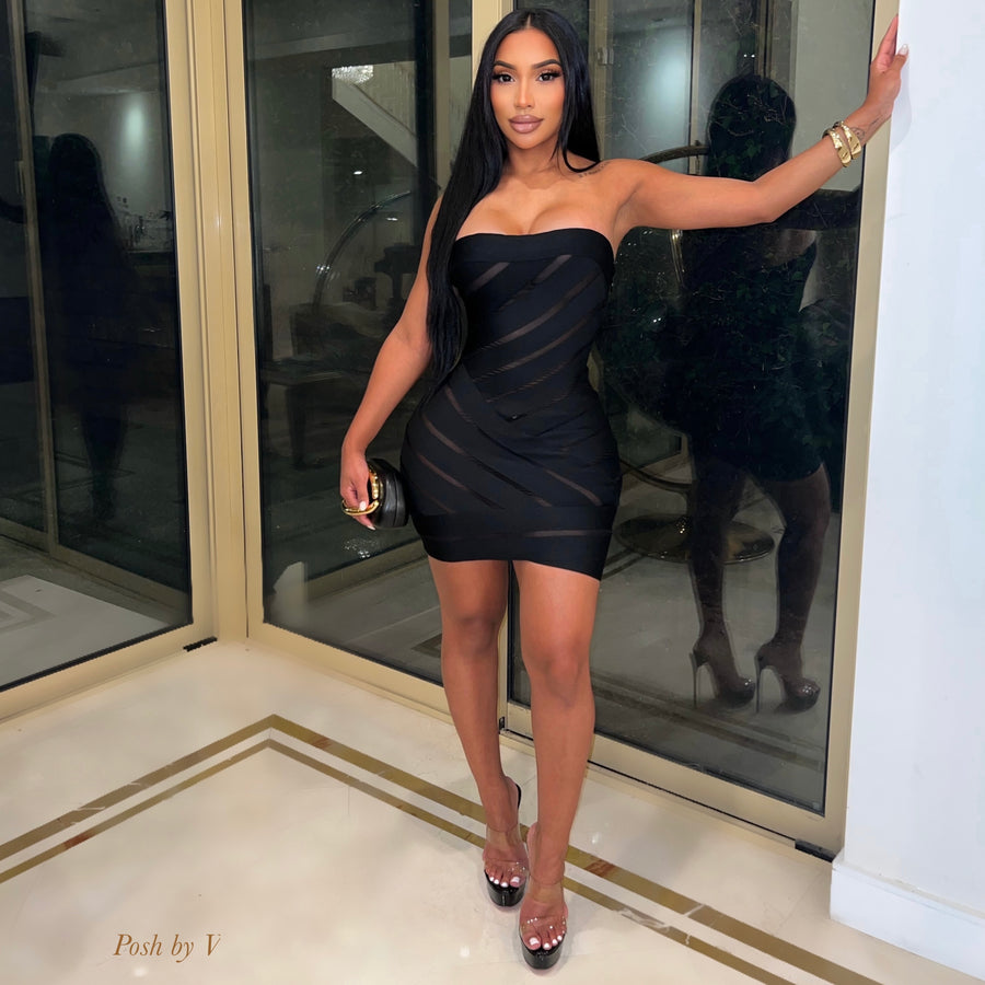 Viola caged bandage dress (Black)