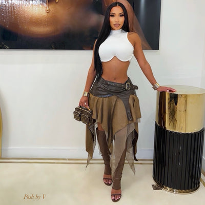 Rodeo belted skirt (Brown/camel)