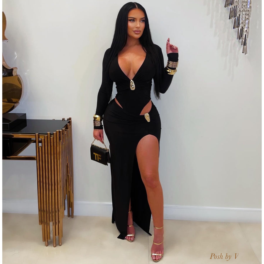 Avue skirt set (Black/gold)