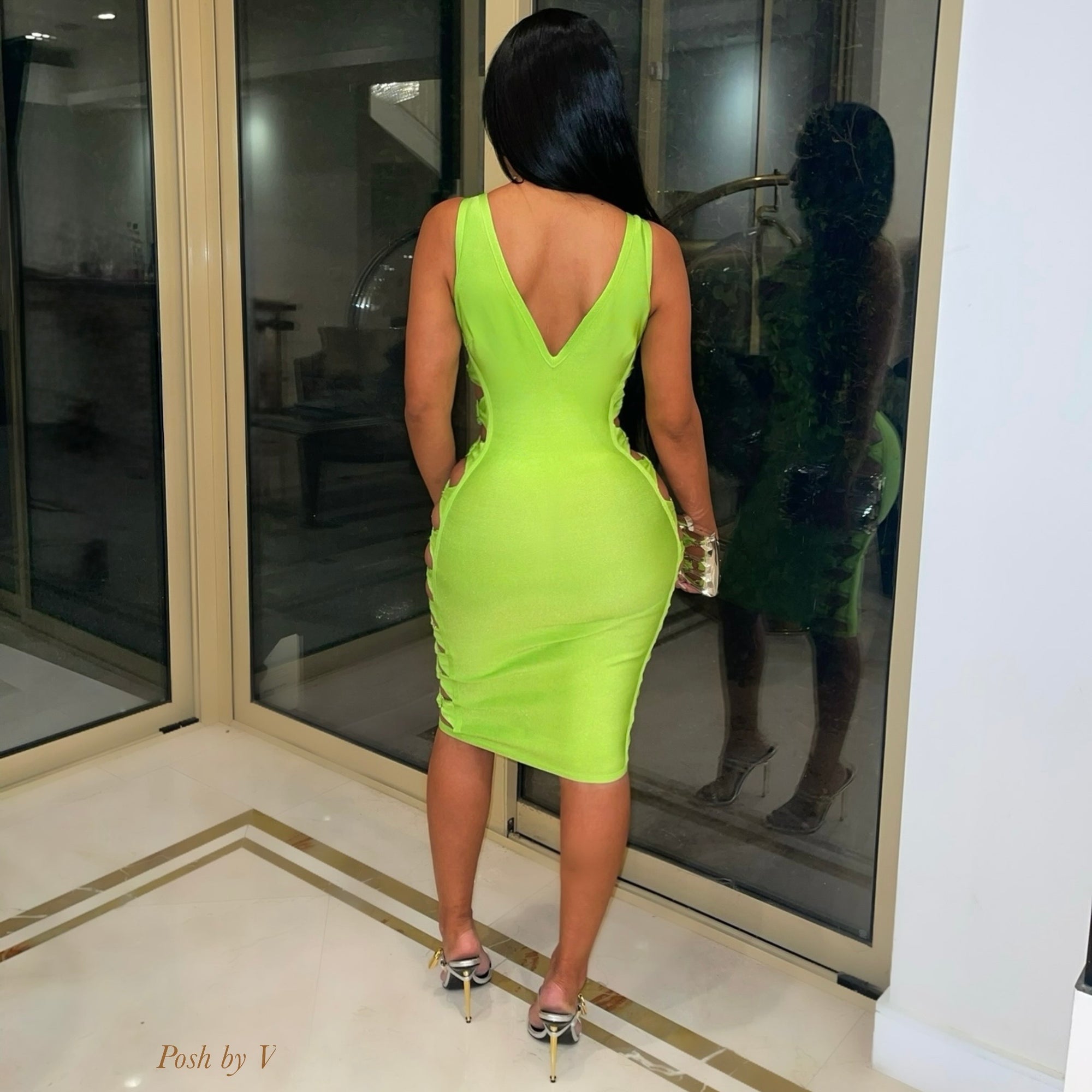 Riri caged bandage dress (Lime)