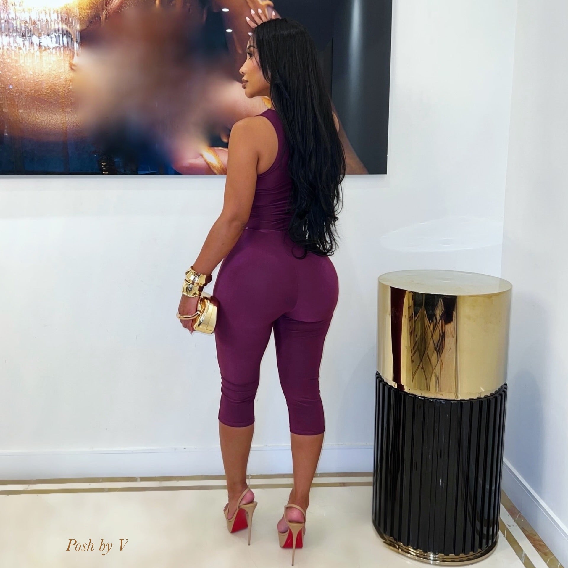 Alice bodysuit/leggings set (Plum/gold)