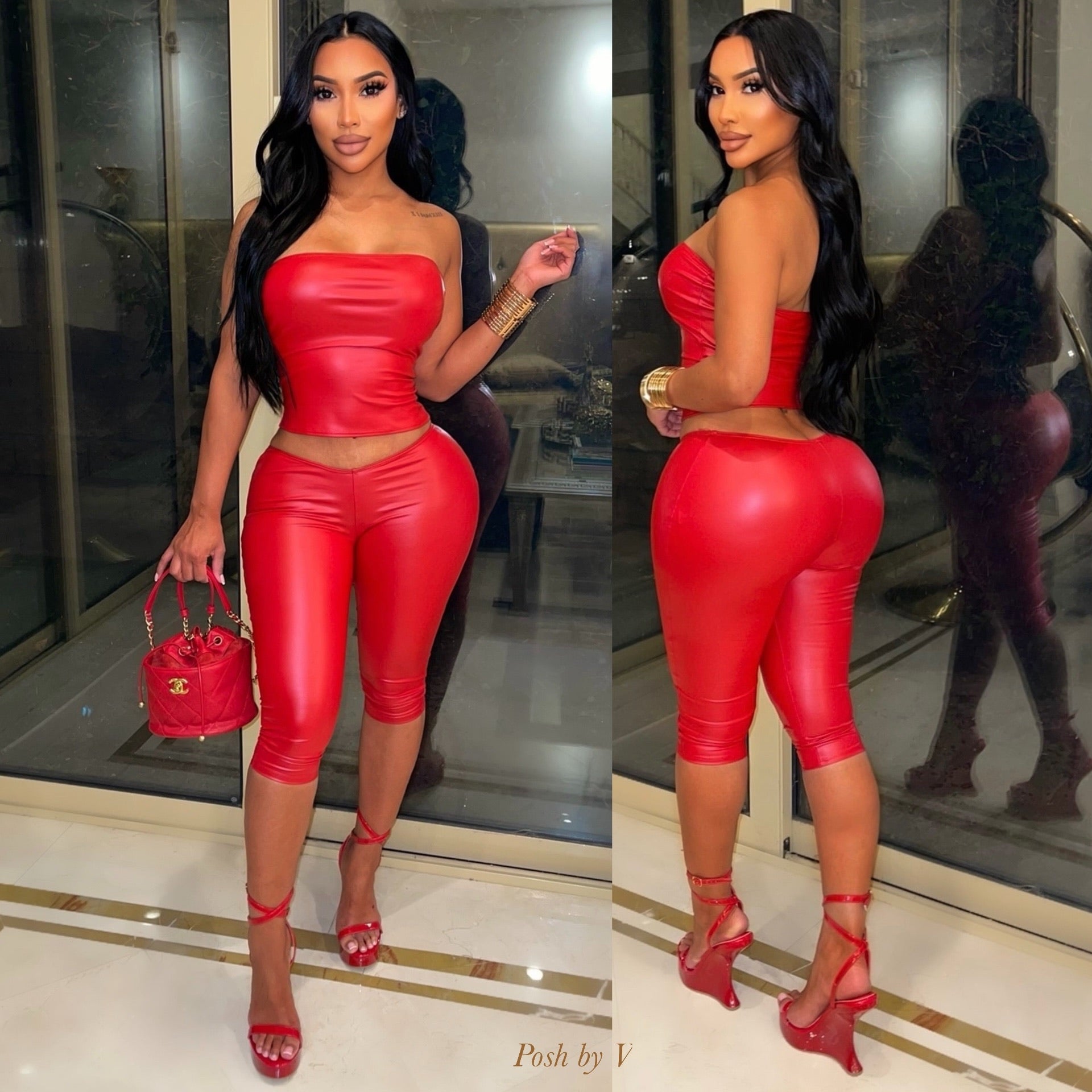 Eza capri leggings set (Red)
