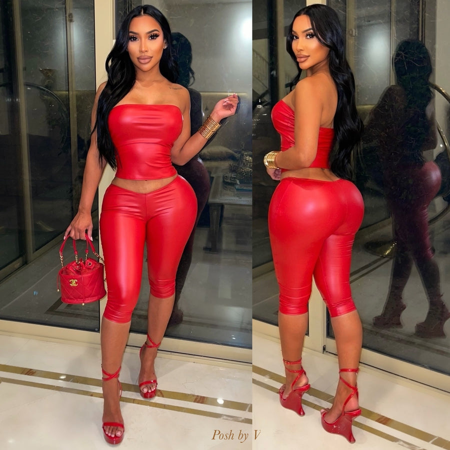 Eza capri leggings set (Red)