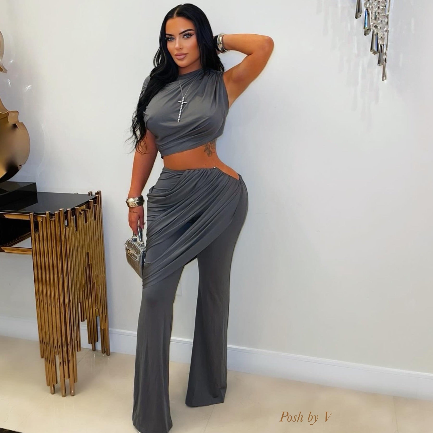 Nila luxe pants set (Grey)