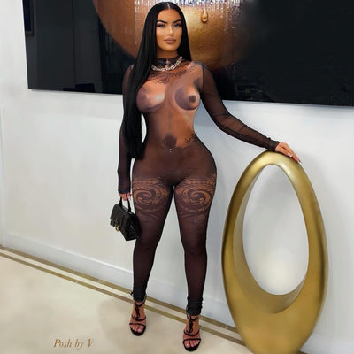 Jae body jumpsuit (Brown/black)