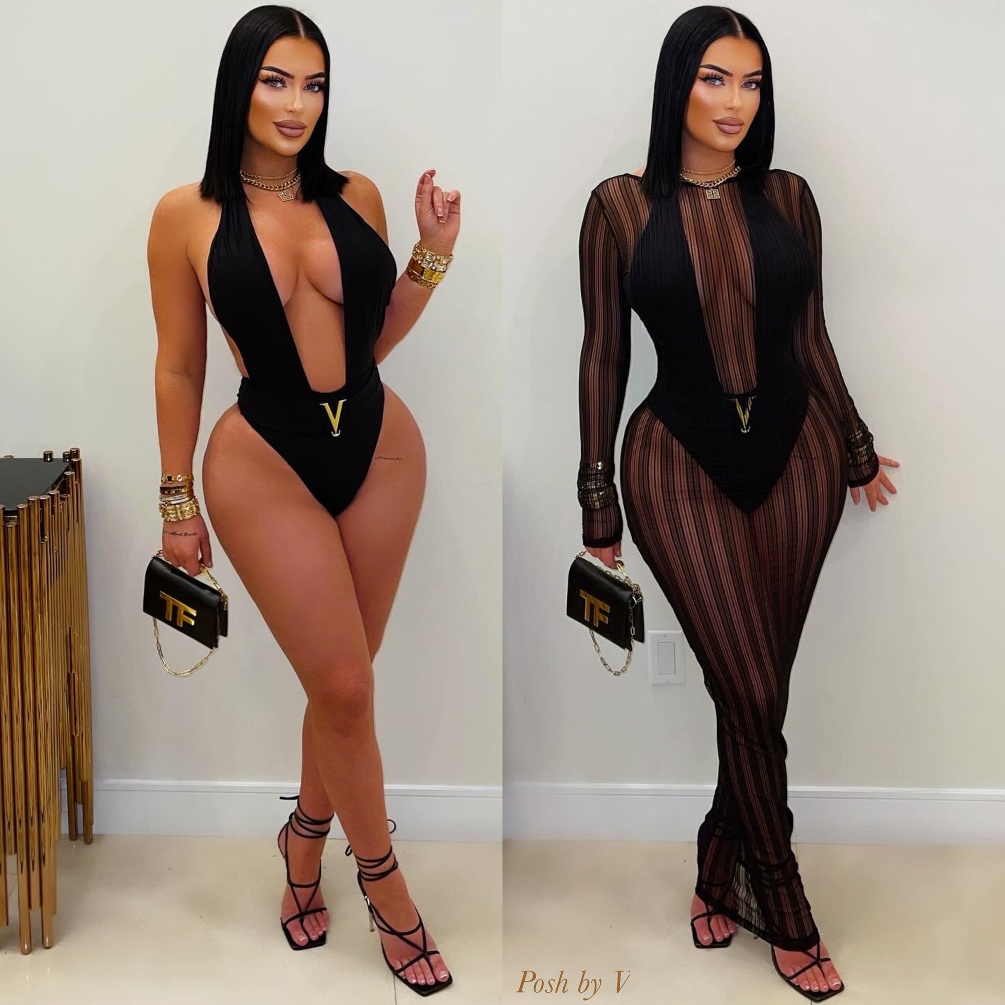 Jolie mesh maxi dress (Black)