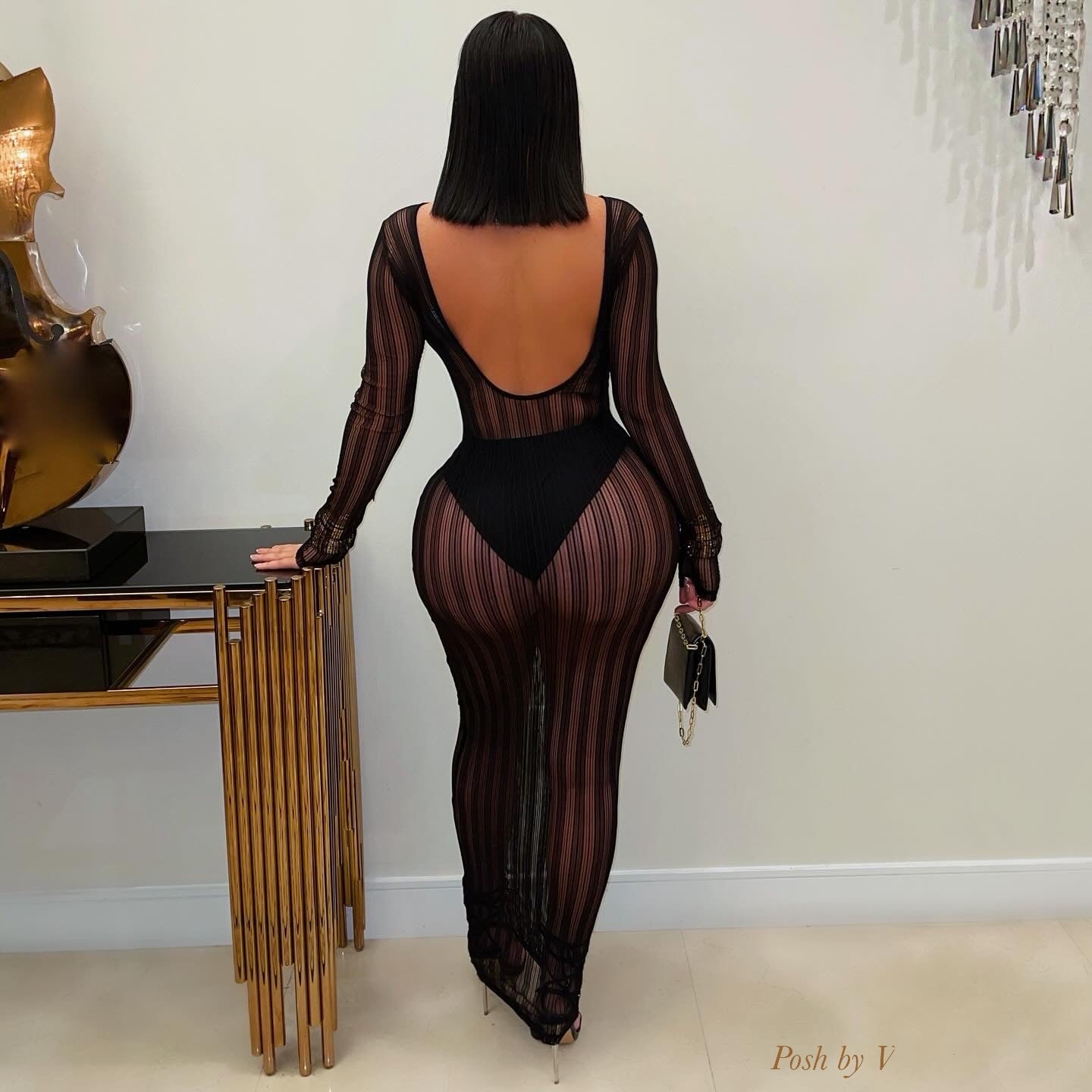 Jolie mesh maxi dress (Black)