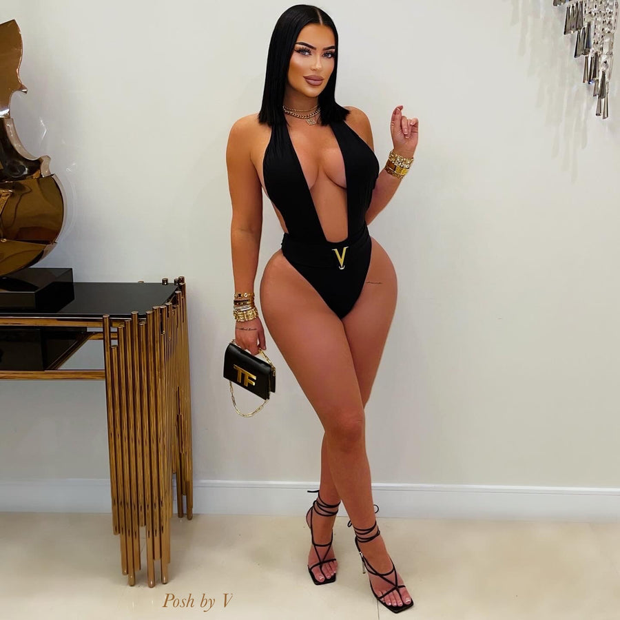 V monokini (Black/gold)