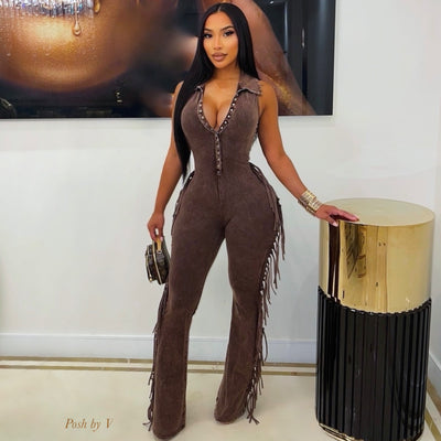 Rodeo fringe jumpsuit (Blue)